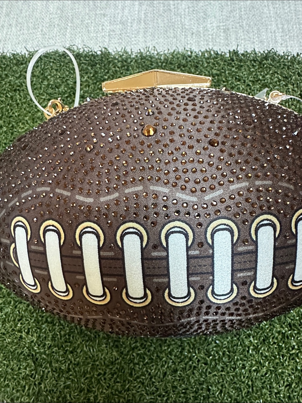 Betsey Johnson Brown Embellished Football Crossbody Bag
